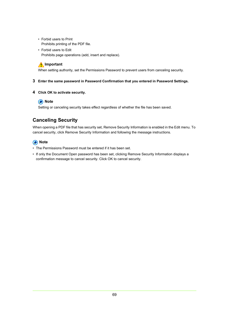 Canceling security, P. 69) | Canon Capture Perfect 3.0 User Manual | Page 69 / 70