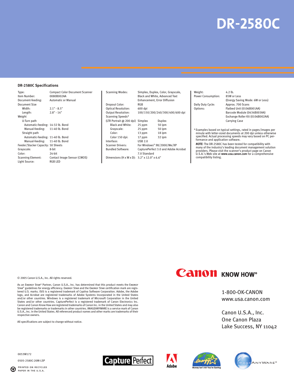 Canon DR-2580C User Manual | Page 4 / 4