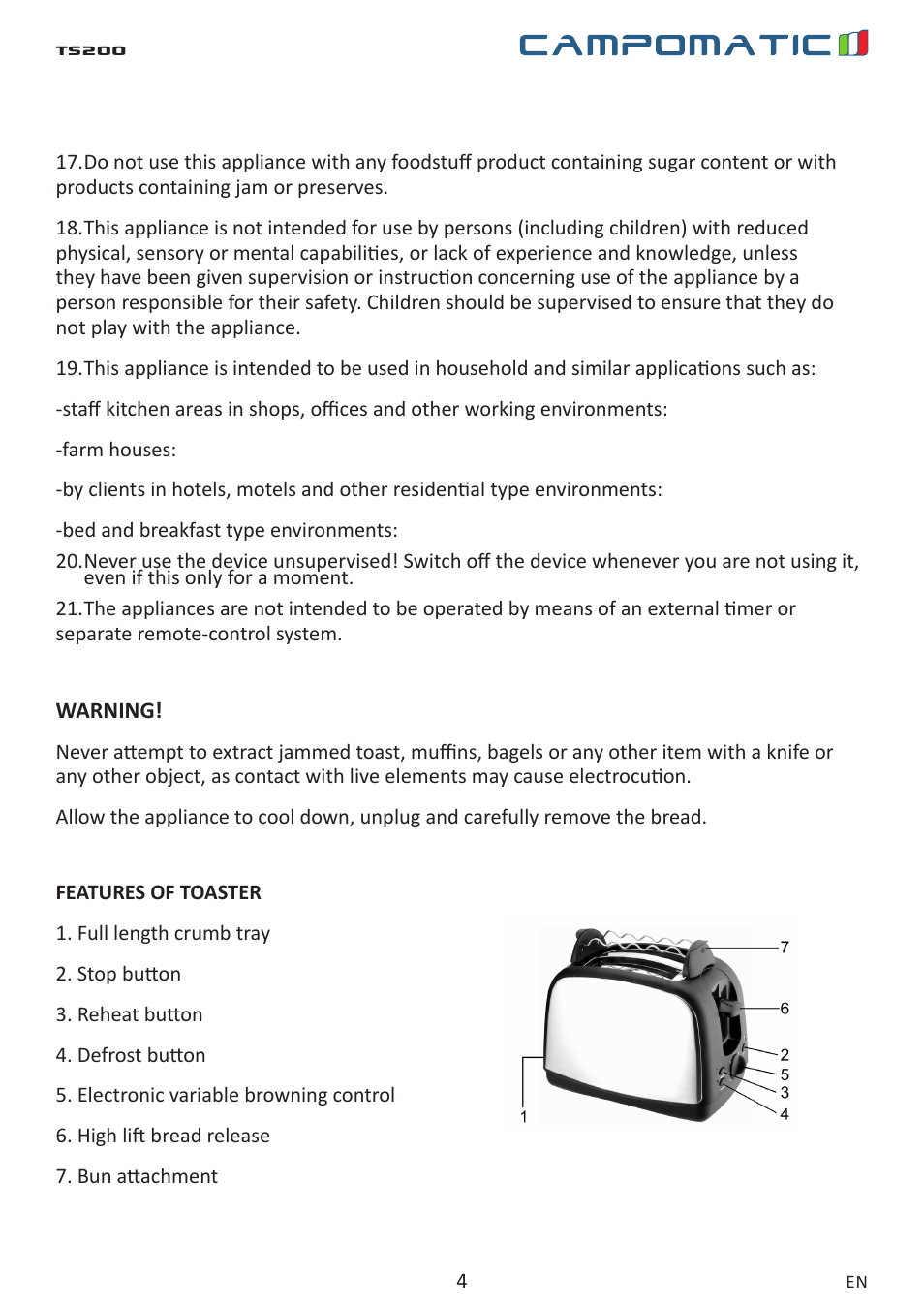 Campomatic TS200 User Manual | Page 4 / 10