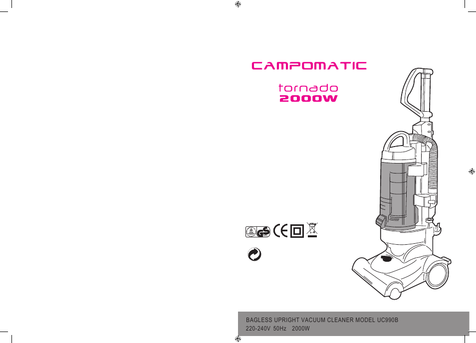 Campomatic UC990B Tornado User Manual | 4 pages