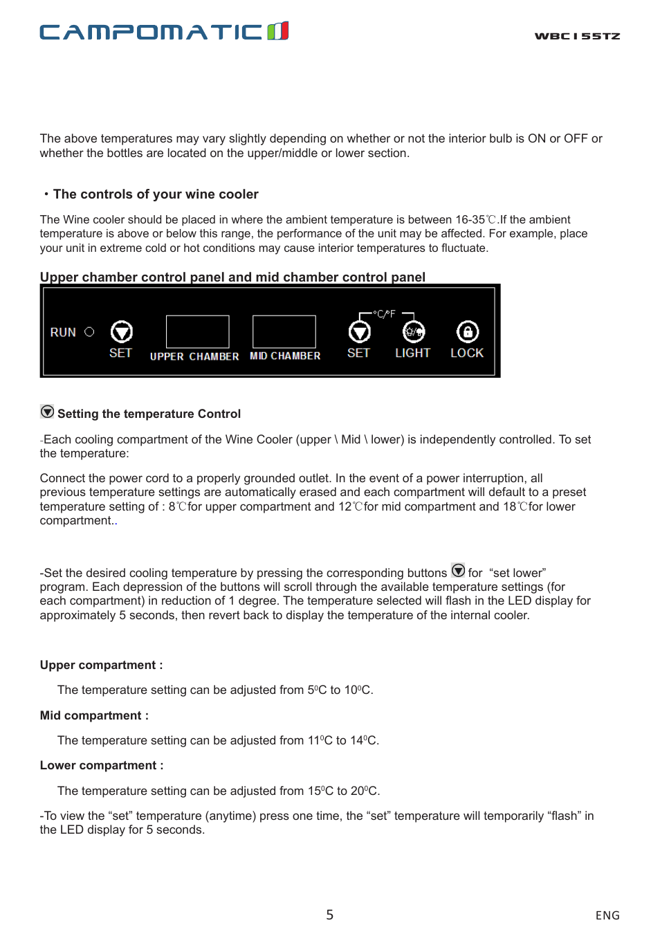 Wbc155tz | Campomatic WBC155TZ User Manual | Page 5 / 9