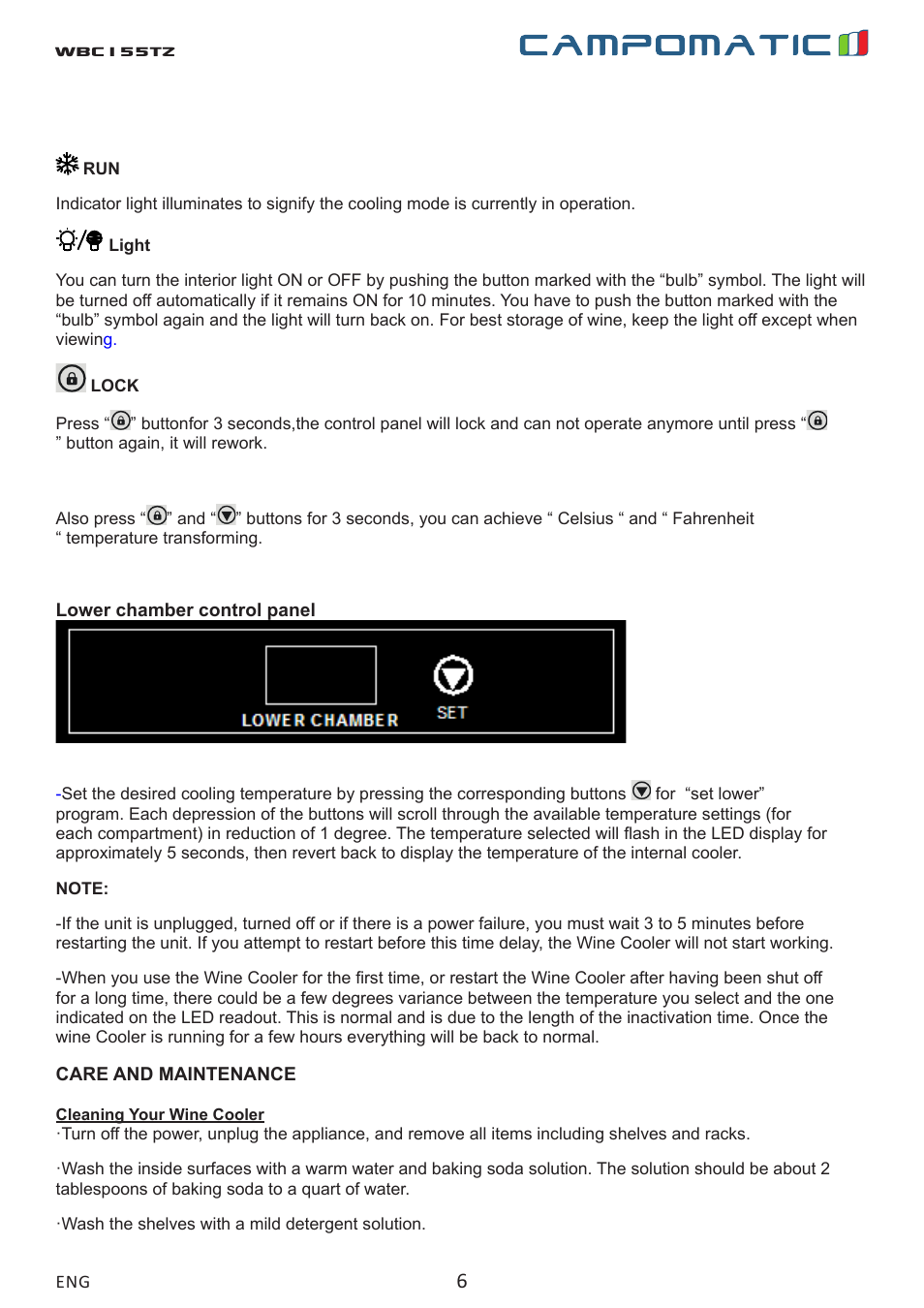 Wbc155tz | Campomatic WBC155TZ User Manual | Page 6 / 9