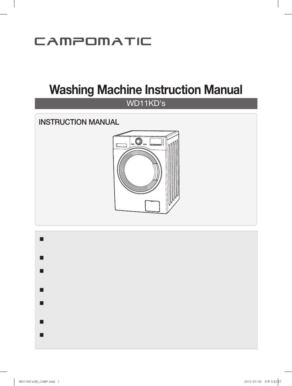 Campomatic WD11KD User Manual | 35 pages