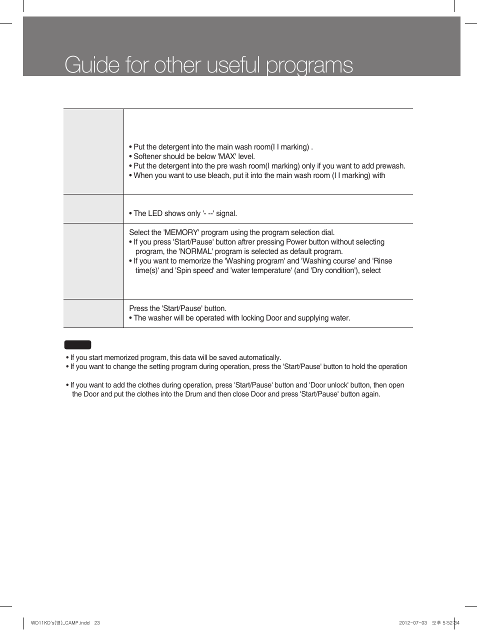 Guide for other useful programs | Campomatic WD11KD User Manual | Page 23 / 35