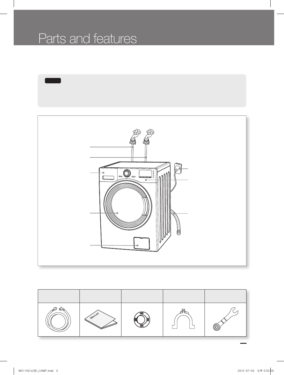 El parts and features contents | Campomatic WD11KD User Manual | Page 3 / 35