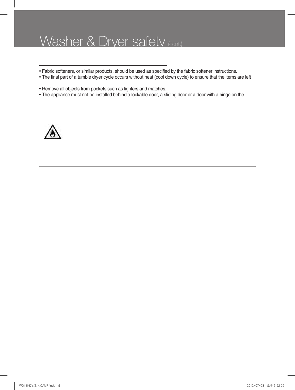 El washer & dryer safety, Washer & dryer safety, Understanding your responsibilities | Campomatic WD11KD User Manual | Page 5 / 35