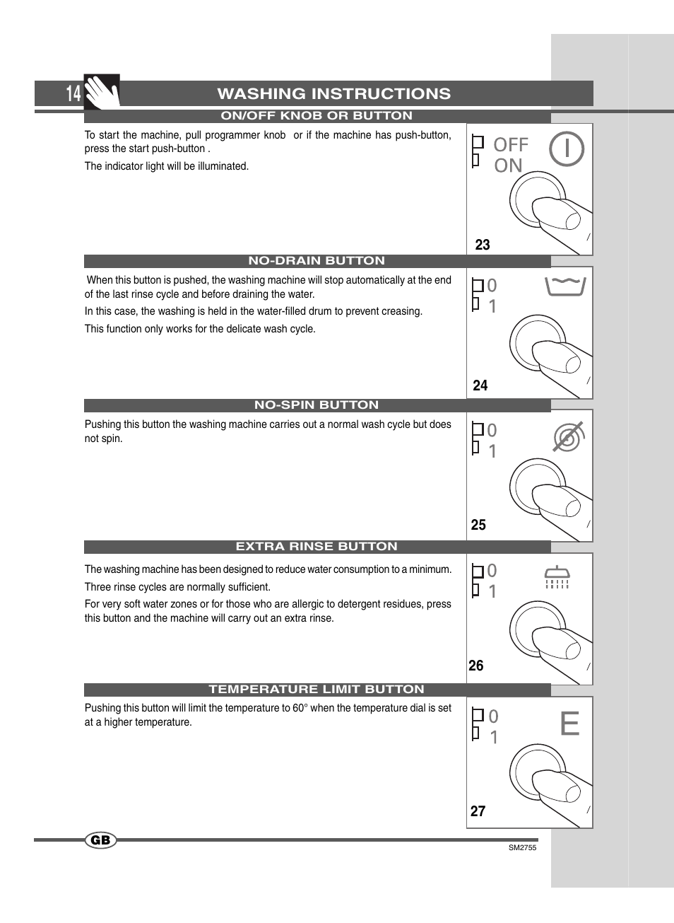 Washing instructions | Campomatic WM747 Inox Jumbo User Manual | Page 11 / 14