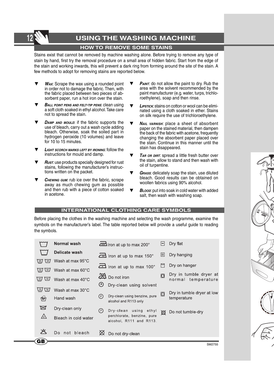Using the washing machine | Campomatic WM747 Inox Jumbo User Manual | Page 9 / 14