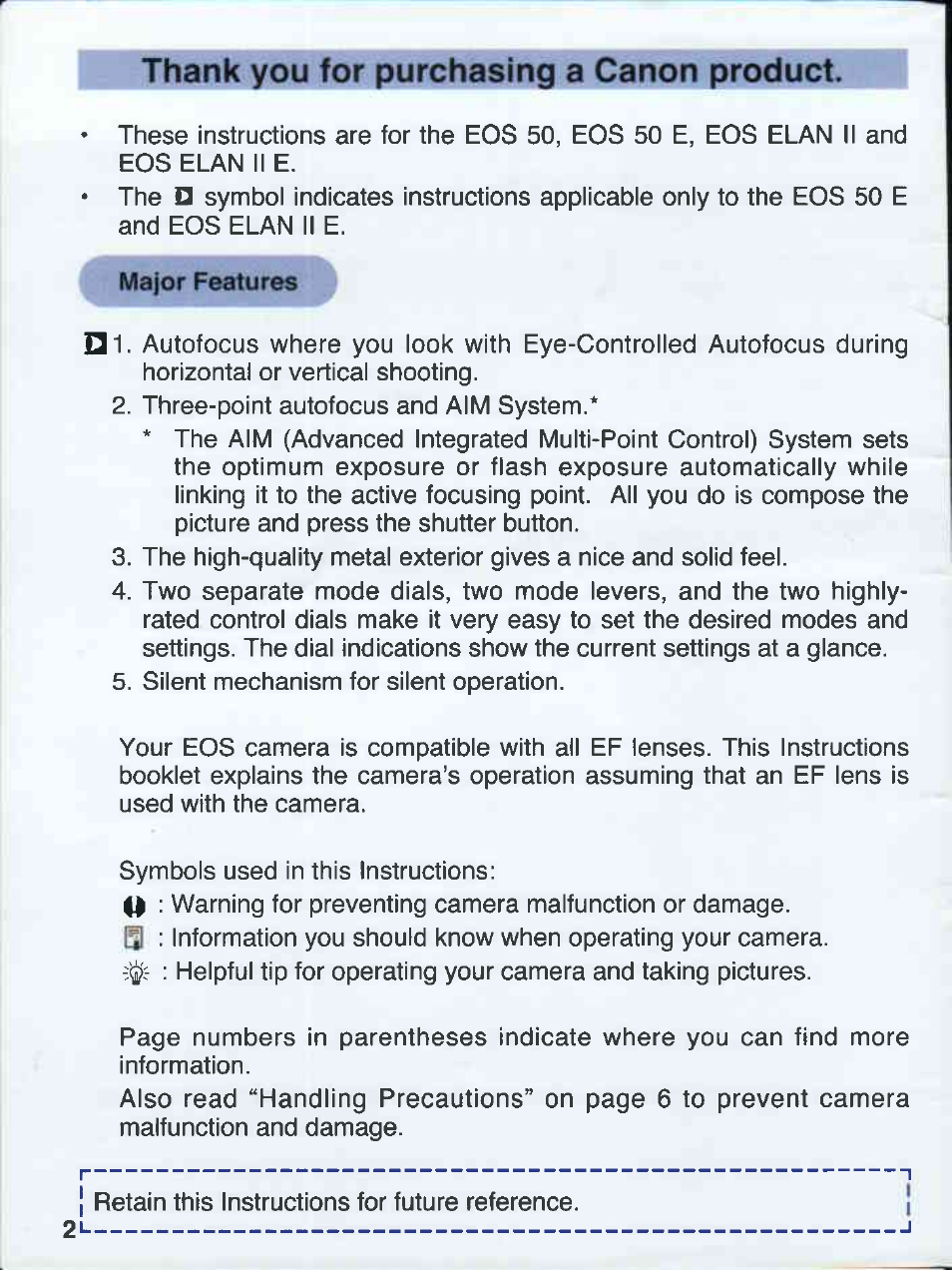 Canon EOS 50E User Manual | Page 2 / 100