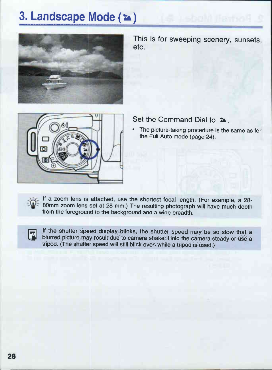 Landscape mode | Canon EOS 50E User Manual | Page 28 / 100