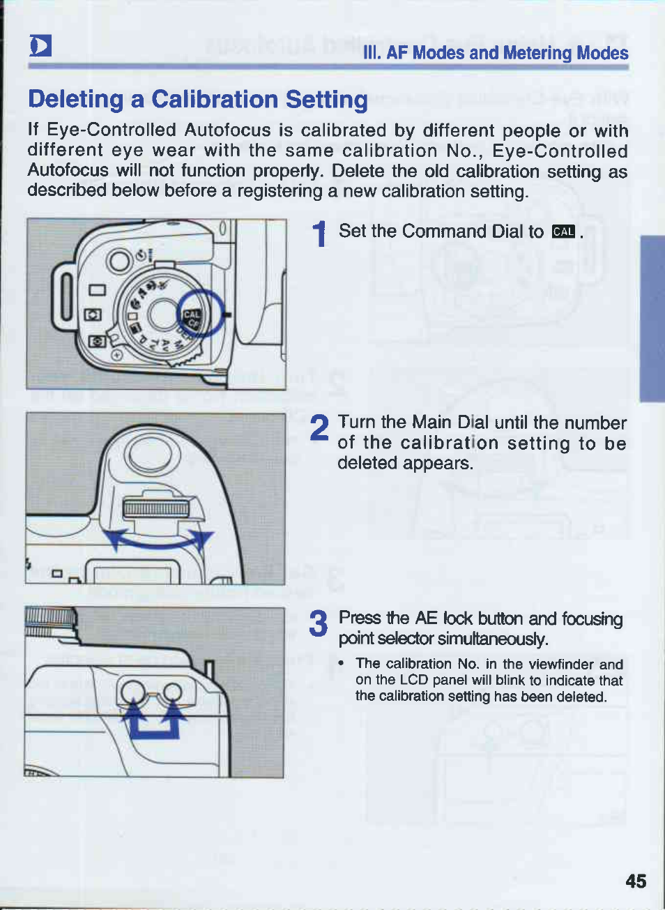 Deleting a calibration setting | Canon EOS 50E User Manual | Page 45 / 100