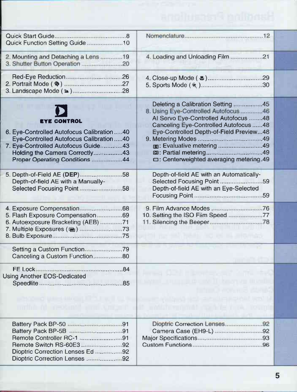 Canon EOS 50E User Manual | Page 5 / 100