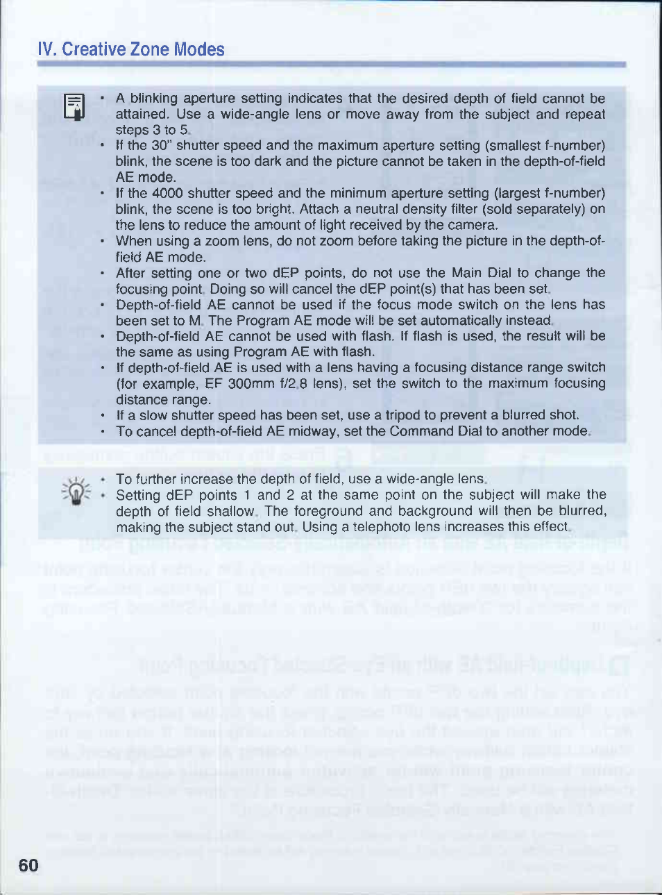 Iv. creative zone modes | Canon EOS 50E User Manual | Page 60 / 100