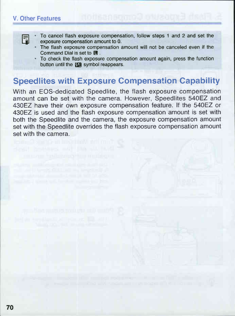 Speedlites with exposure compensation capability | Canon EOS 50E User Manual | Page 70 / 100