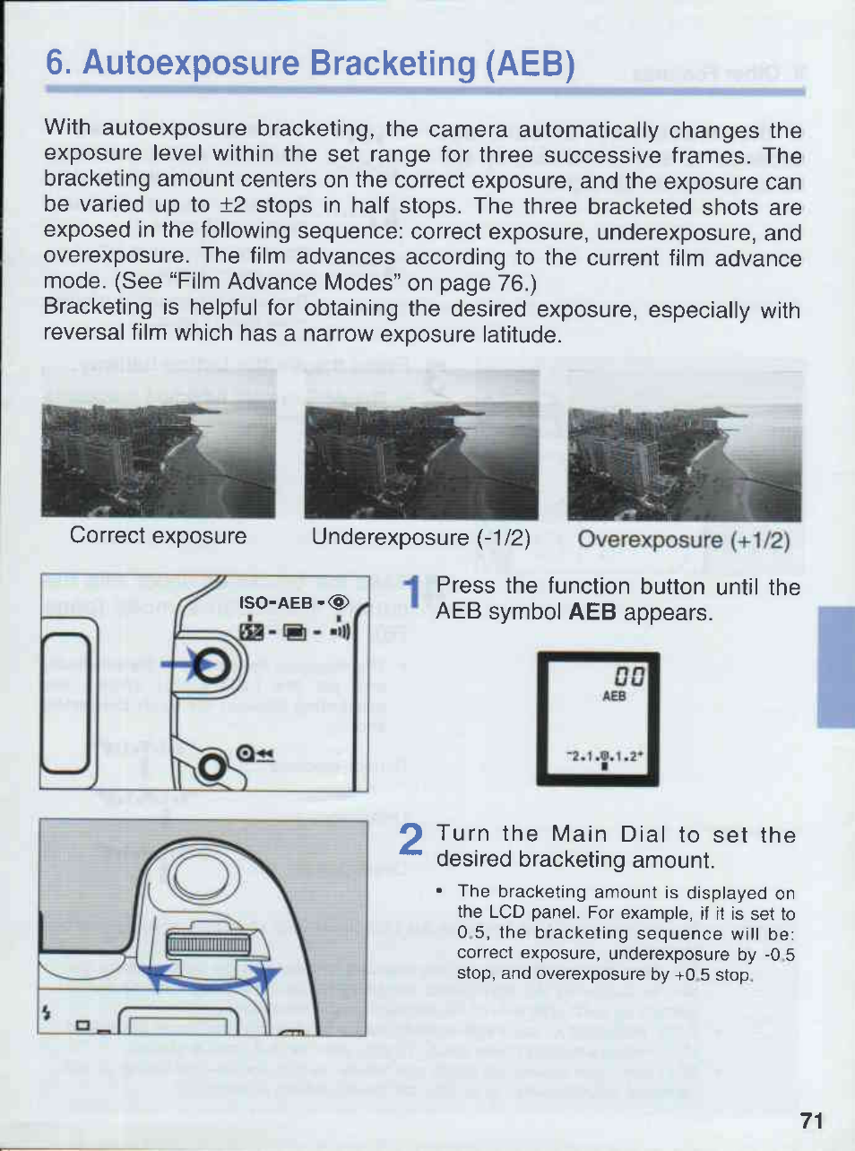 Autoexposure bracketing (aeb) | Canon EOS 50E User Manual | Page 71 / 100