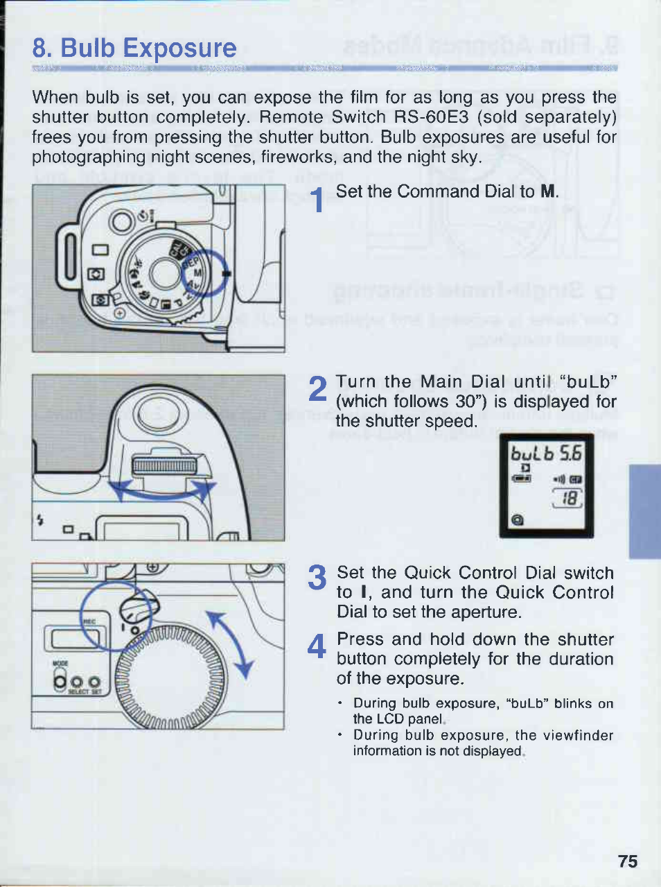 Bulb exposure | Canon EOS 50E User Manual | Page 75 / 100