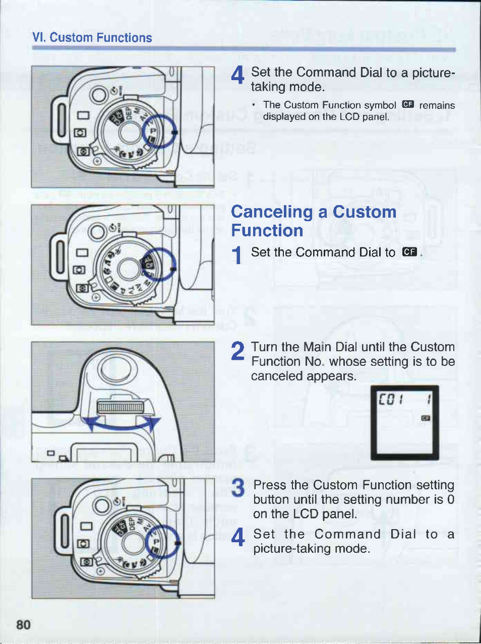 Canceling a custom function | Canon EOS 50E User Manual | Page 80 / 100