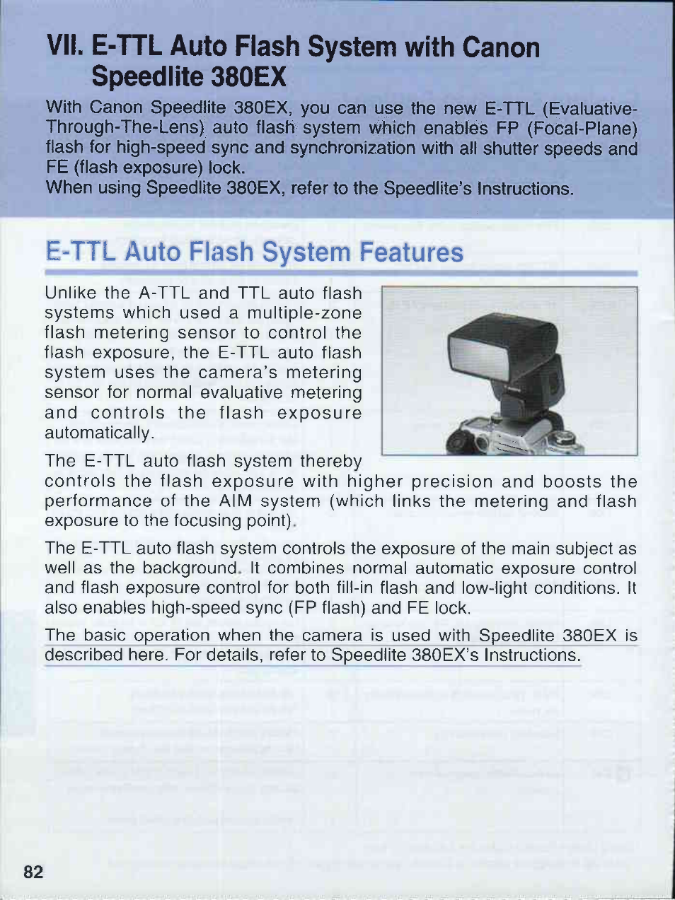 E-ttl auto flash system features | Canon EOS 50E User Manual | Page 82 / 100