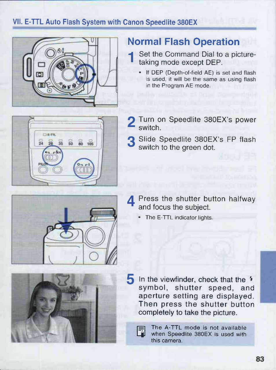 Normal flash operation | Canon EOS 50E User Manual | Page 83 / 100