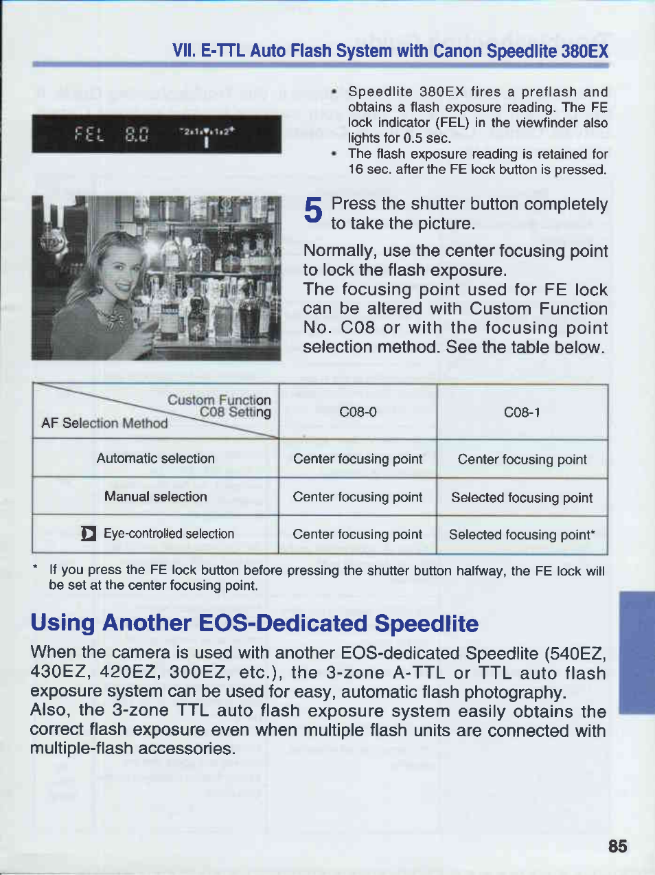 Using another eos-dedicated speedlite | Canon EOS 50E User Manual | Page 85 / 100