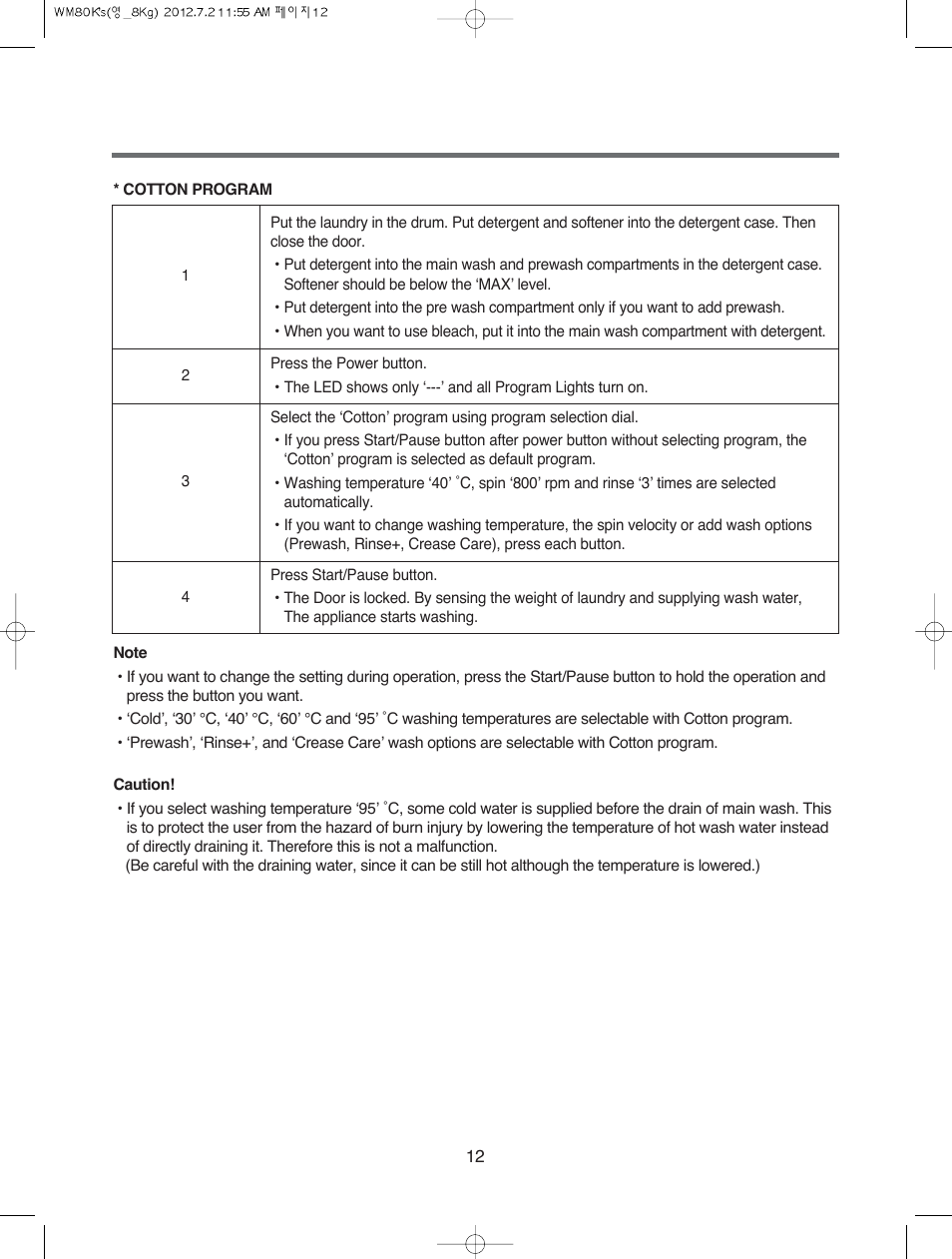 Campomatic WM80K User Manual | Page 12 / 46