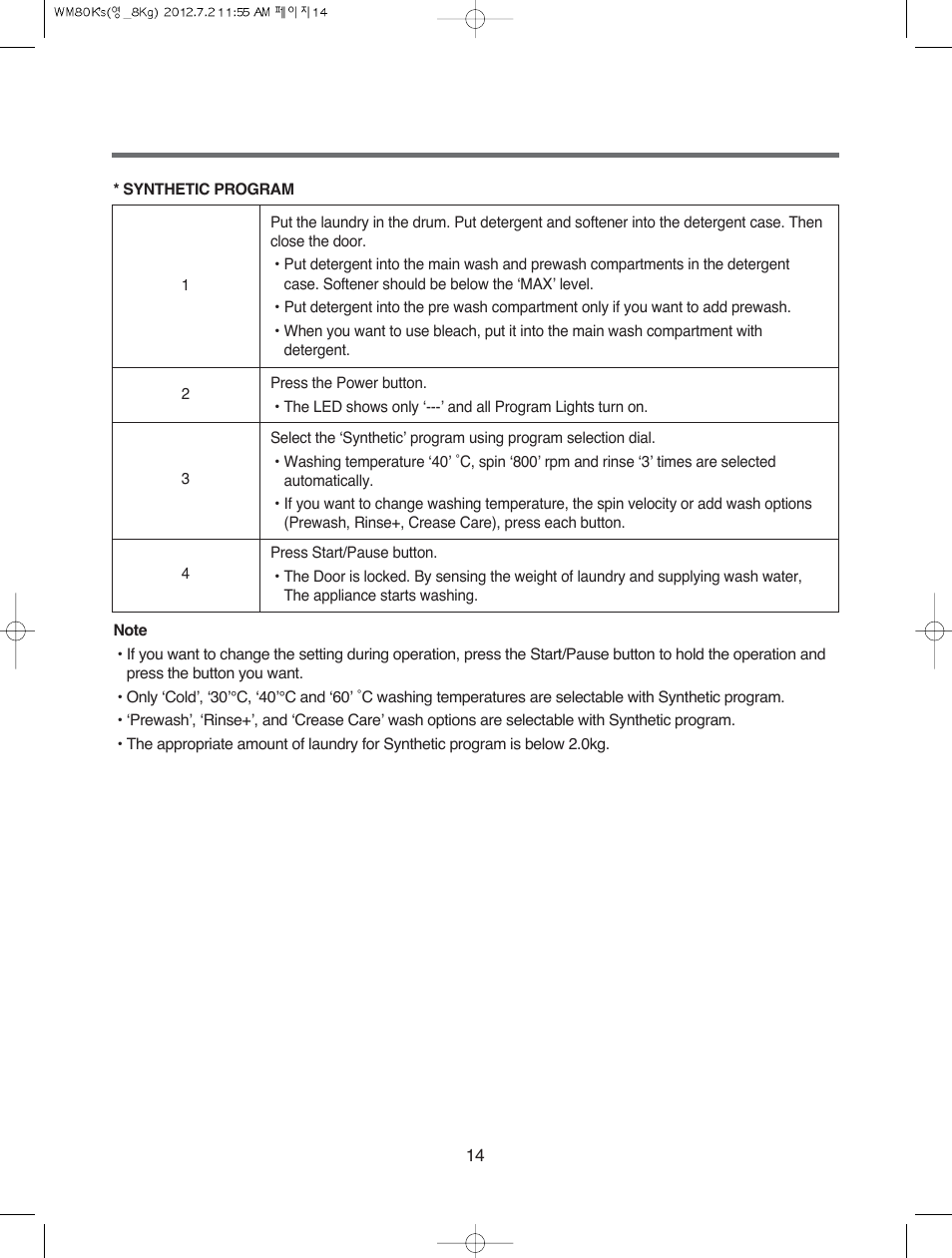 Campomatic WM80K User Manual | Page 14 / 46