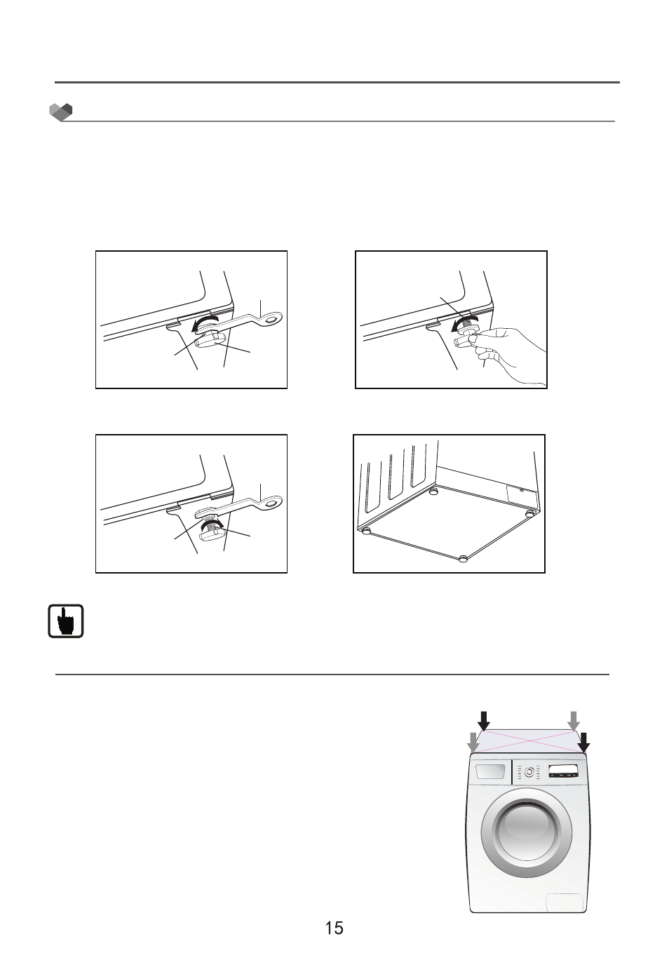 Service instructions, Adjusting the levelling feet, The steps you can follow: 1 | Campomatic WM80LS User Manual | Page 16 / 35