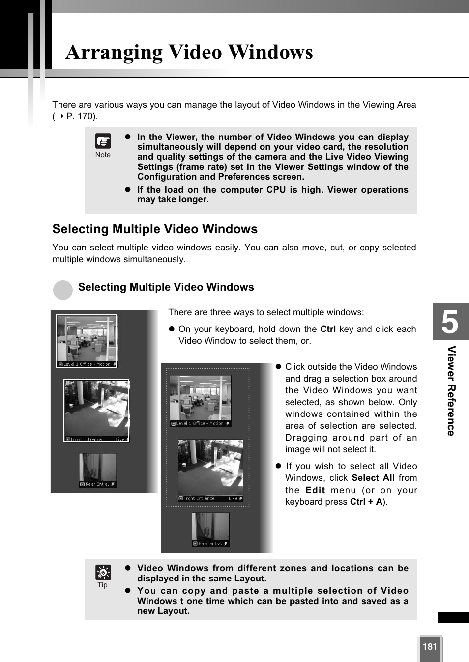 Arranging video windows | Canon VK-64 User Manual | Page 181 / 282