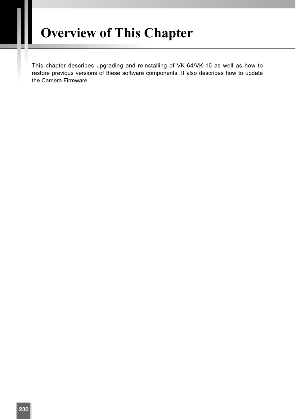 Overview of this chapter | Canon VK-64 User Manual | Page 230 / 282