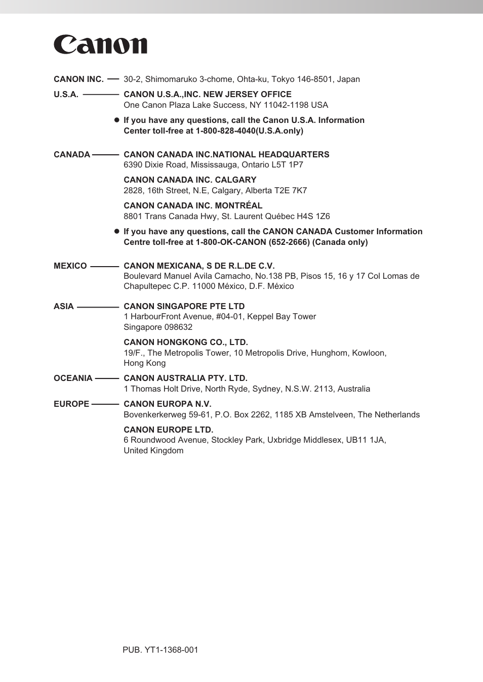 Canon VK-64 User Manual | Page 282 / 282