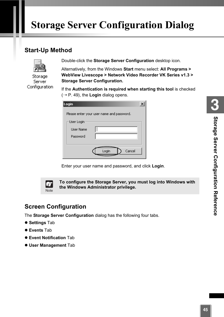 Storage server configuration dialog | Canon VK-64 User Manual | Page 45 / 282