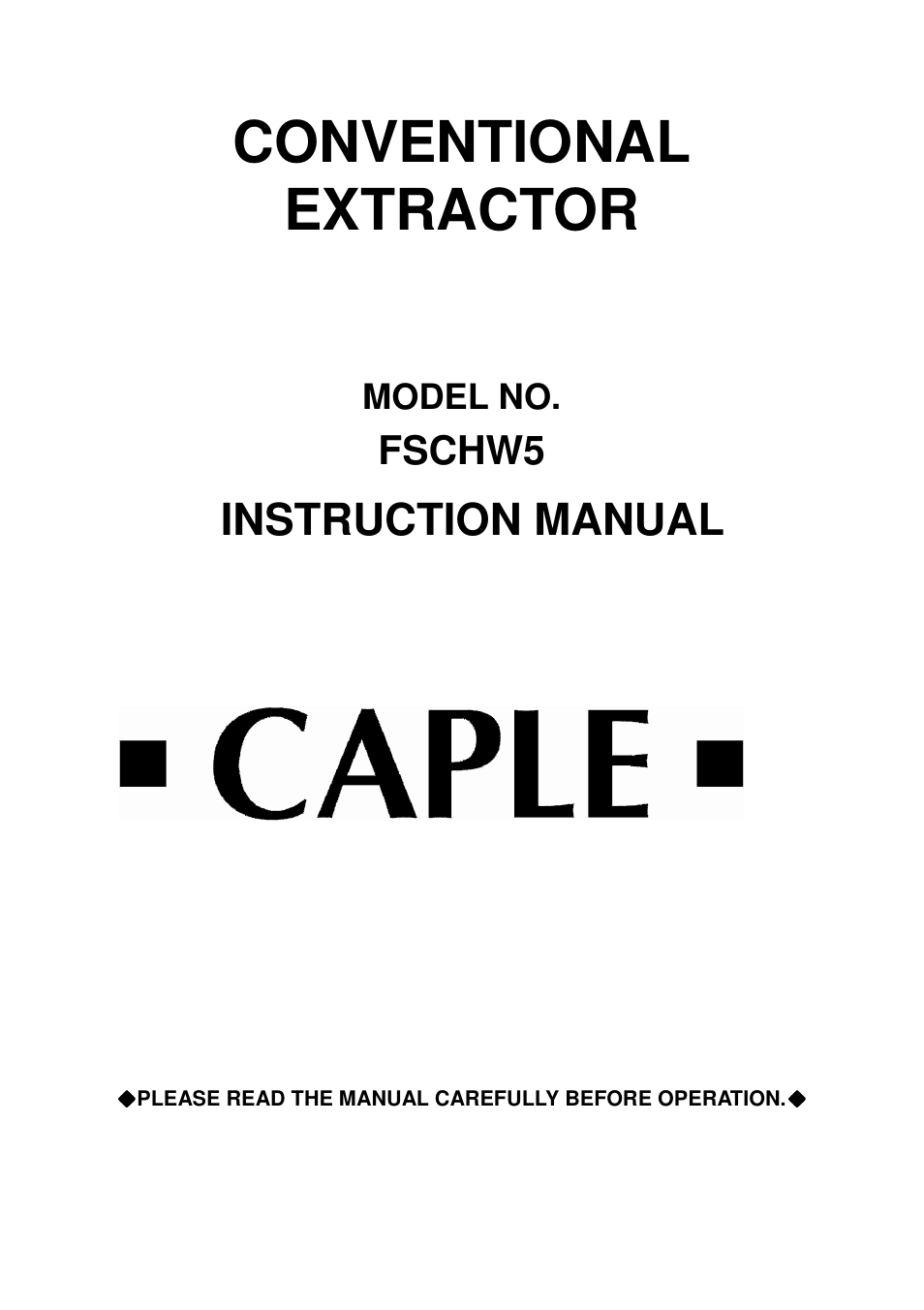 Caple FSCHW5 User Manual | 5 pages