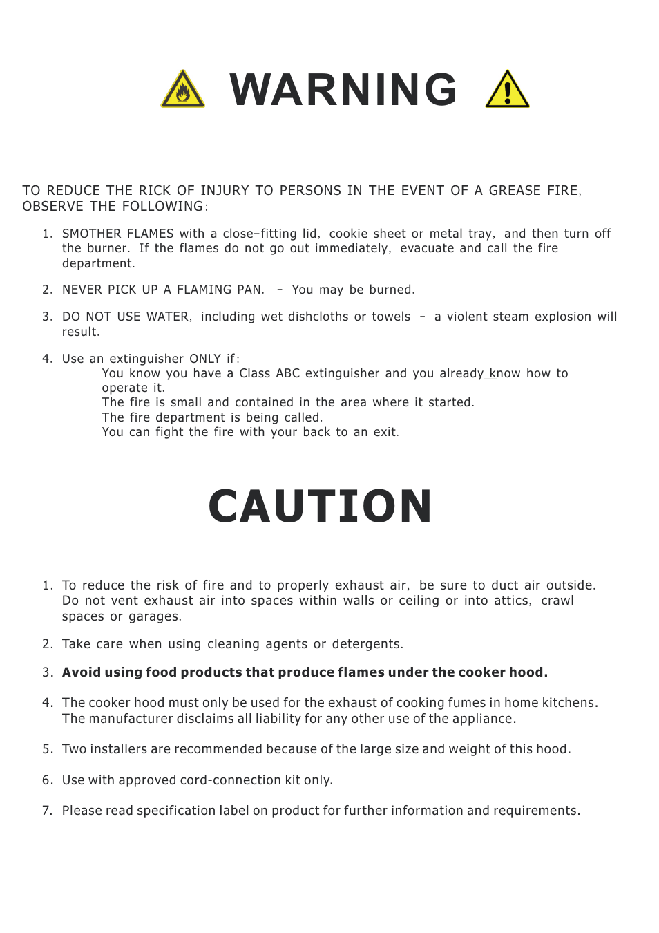 Warning, Caution | Caple SP610BK User Manual | Page 3 / 13