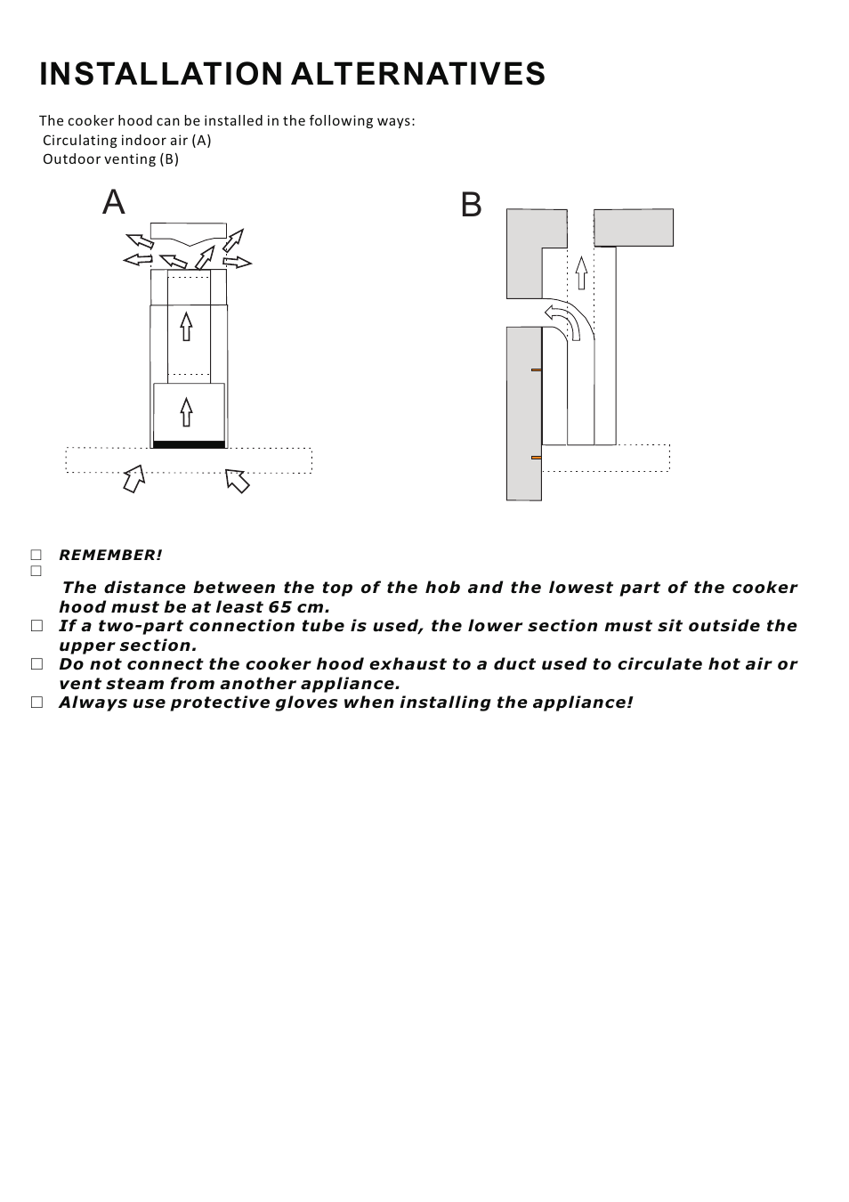 Installation alternatives | Caple SP610BK User Manual | Page 7 / 13