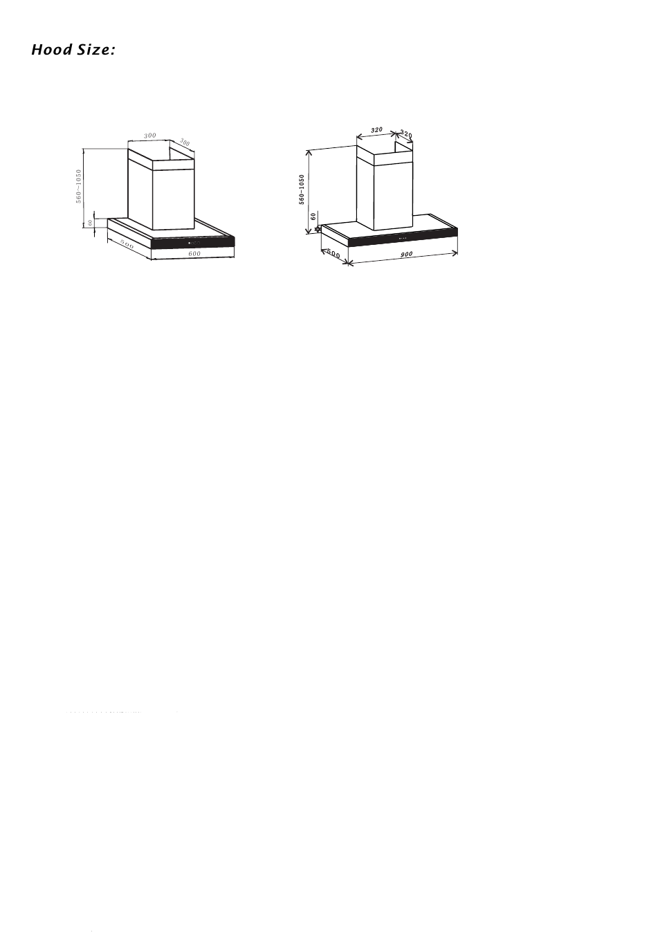 Hood size | Caple ZC620 User Manual | Page 12 / 13