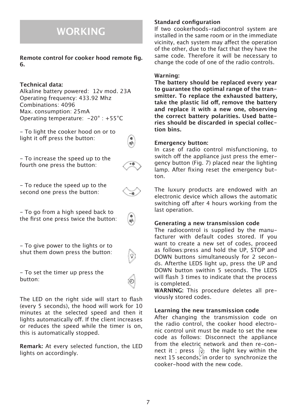 Working | Caple VE550BK User Manual | Page 7 / 12