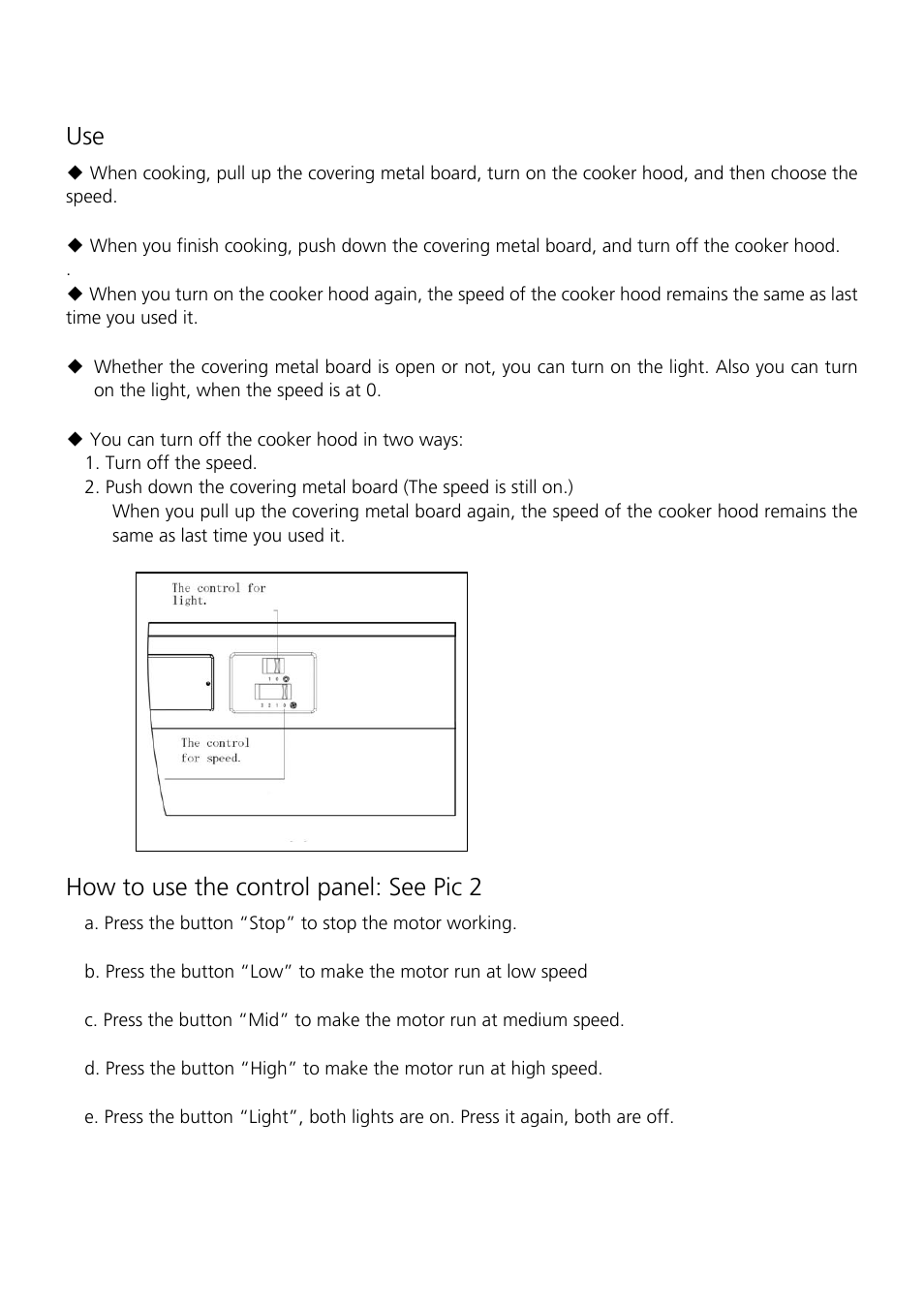 How to use the control panel: see pic 2 | Caple 1MINCH7 User Manual | Page 3 / 10