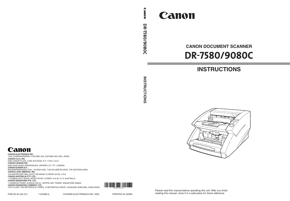 Canon DR-9080C User Manual | 110 pages