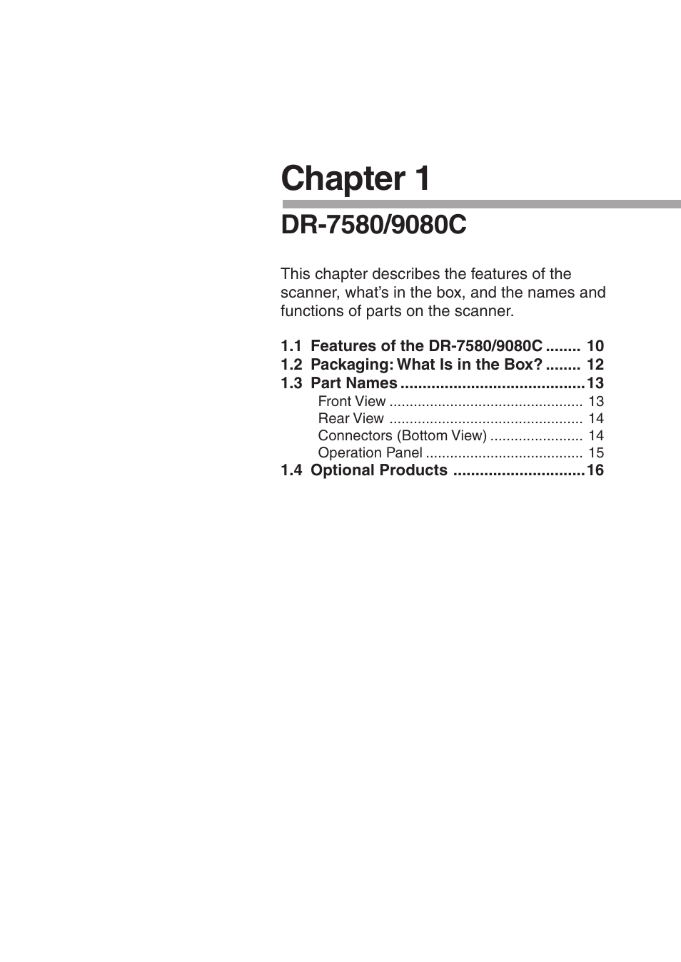 Chapter 1 | Canon DR-9080C User Manual | Page 13 / 110