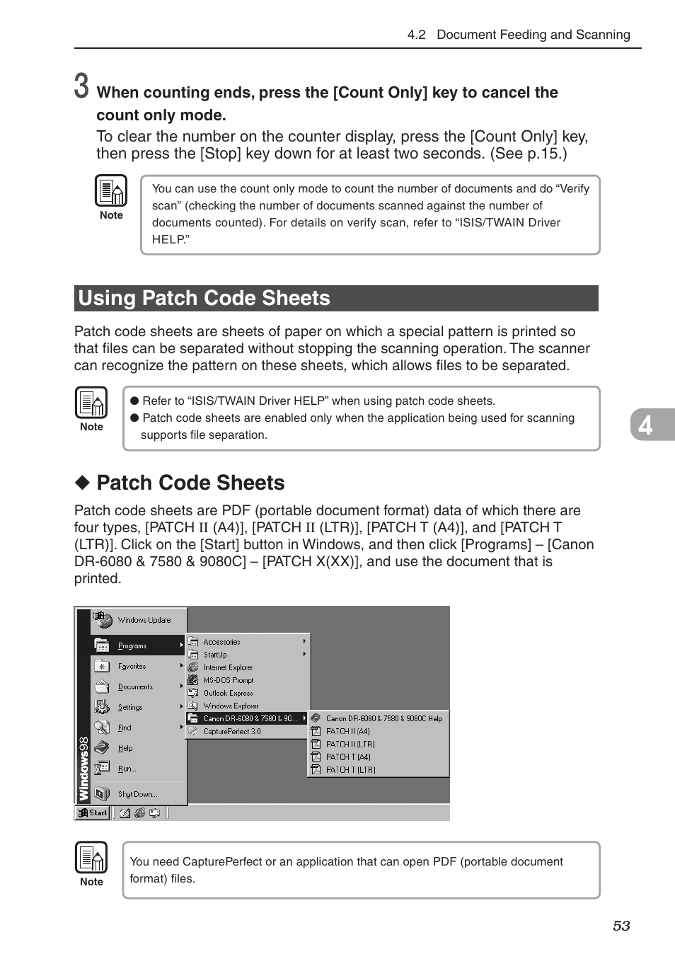 Using patch code sheets, Patch code sheets | Canon DR-9080C User Manual | Page 57 / 110