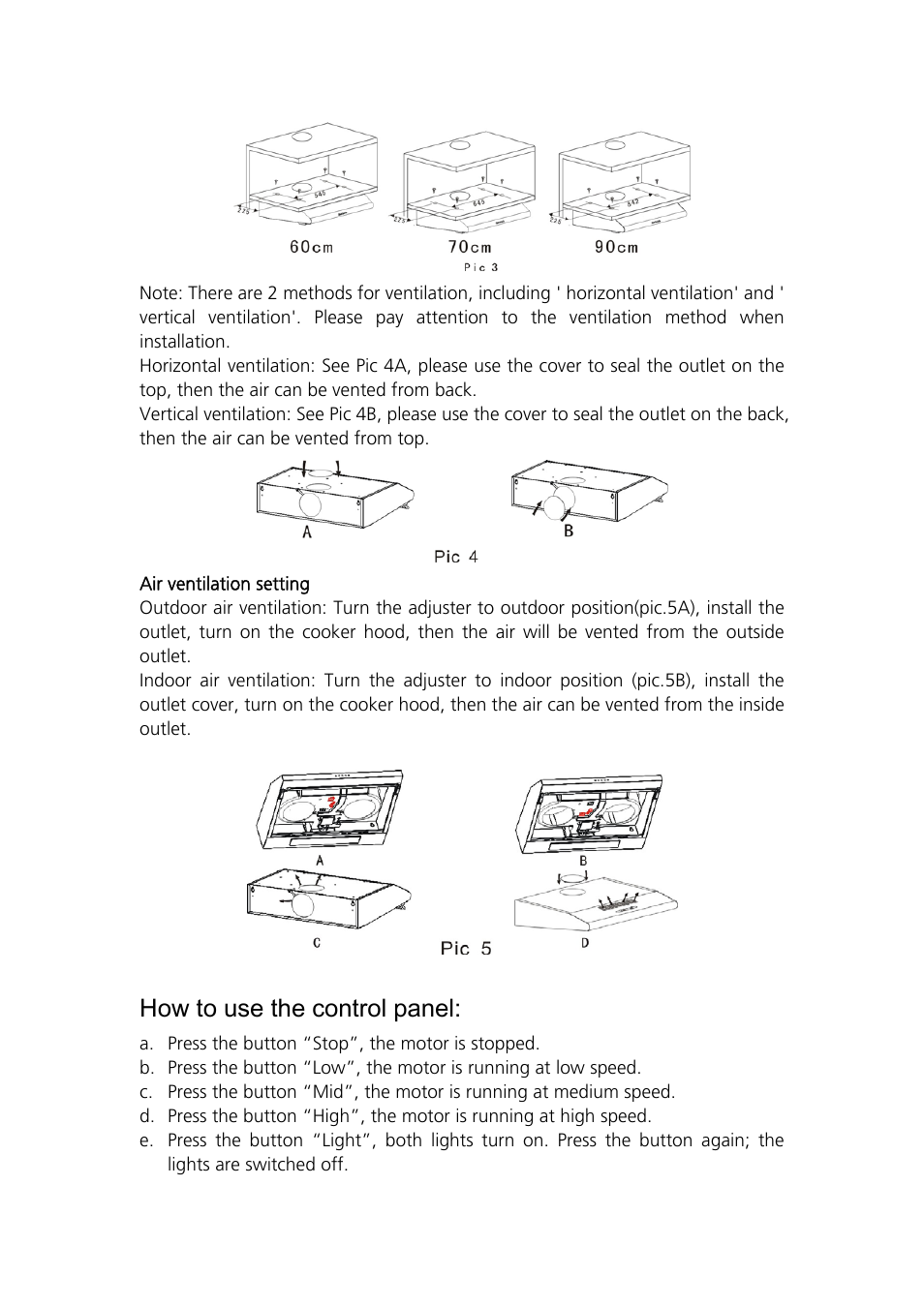 How to use the control panel | Caple FSCHSS User Manual | Page 4 / 8