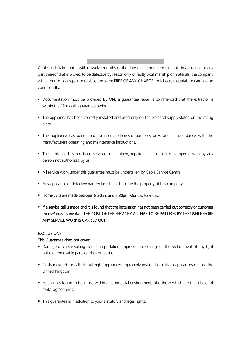 Caple FSCHSS User Manual | Page 7 / 8