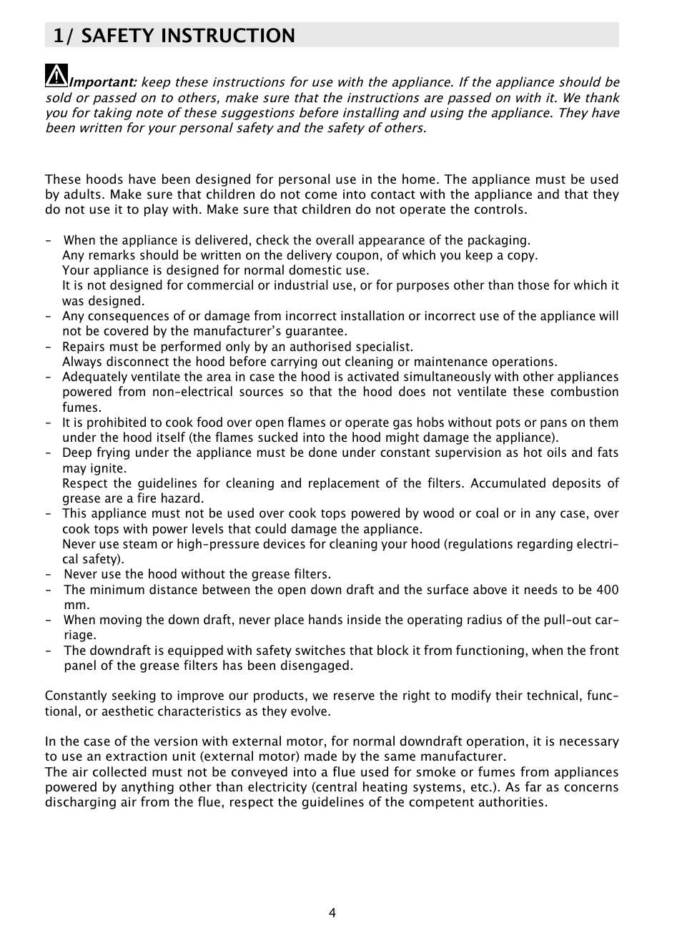 1/ safety instruction | Caple DD900 User Manual | Page 4 / 20