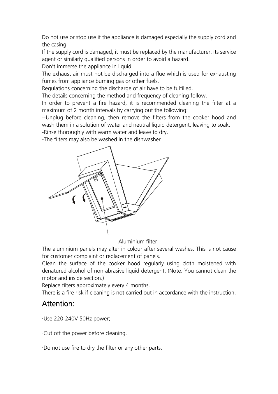 Attention | Caple AUF900 User Manual | Page 6 / 9