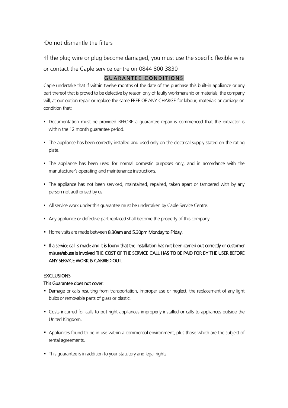 Caple AUF900 User Manual | Page 7 / 9