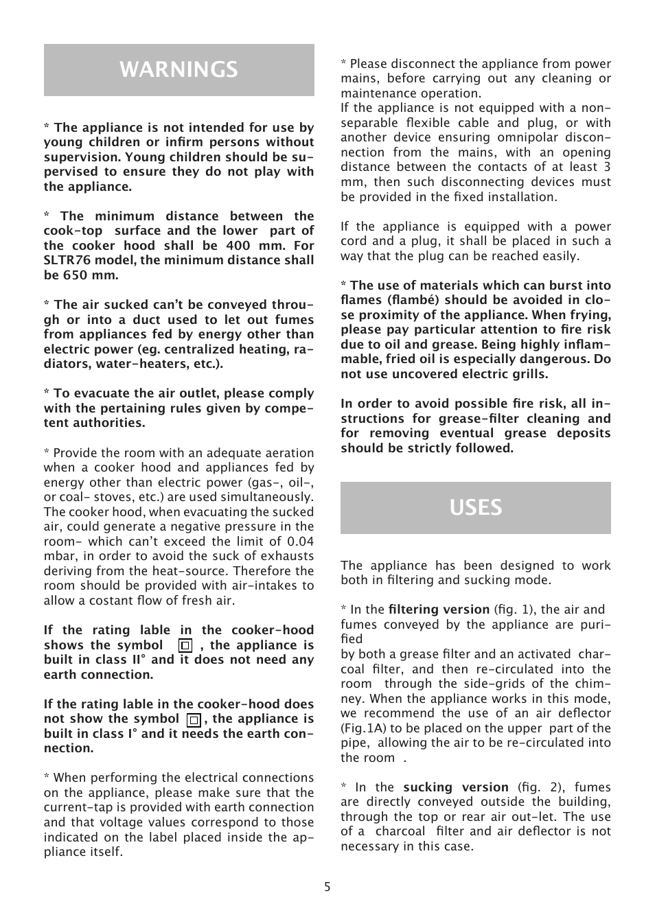 Warnings, Uses | Caple MOT900 User Manual | Page 5 / 12