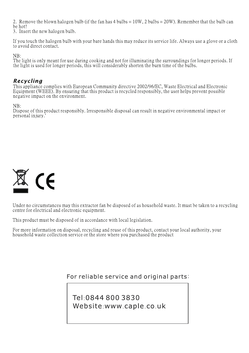 页 11 | Caple AS610BK User Manual | Page 12 / 13