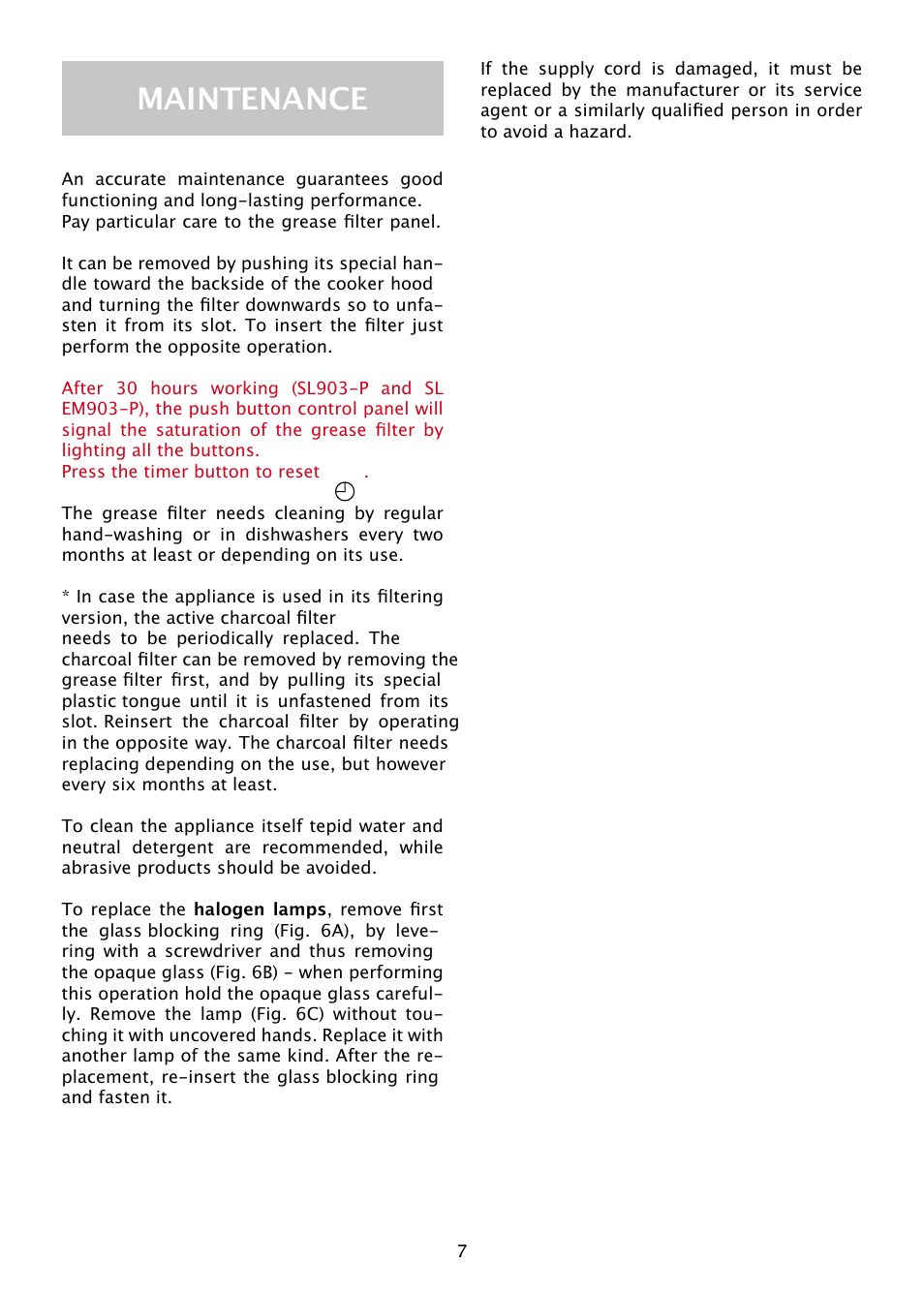 Maintenance | Caple ST520 User Manual | Page 7 / 12