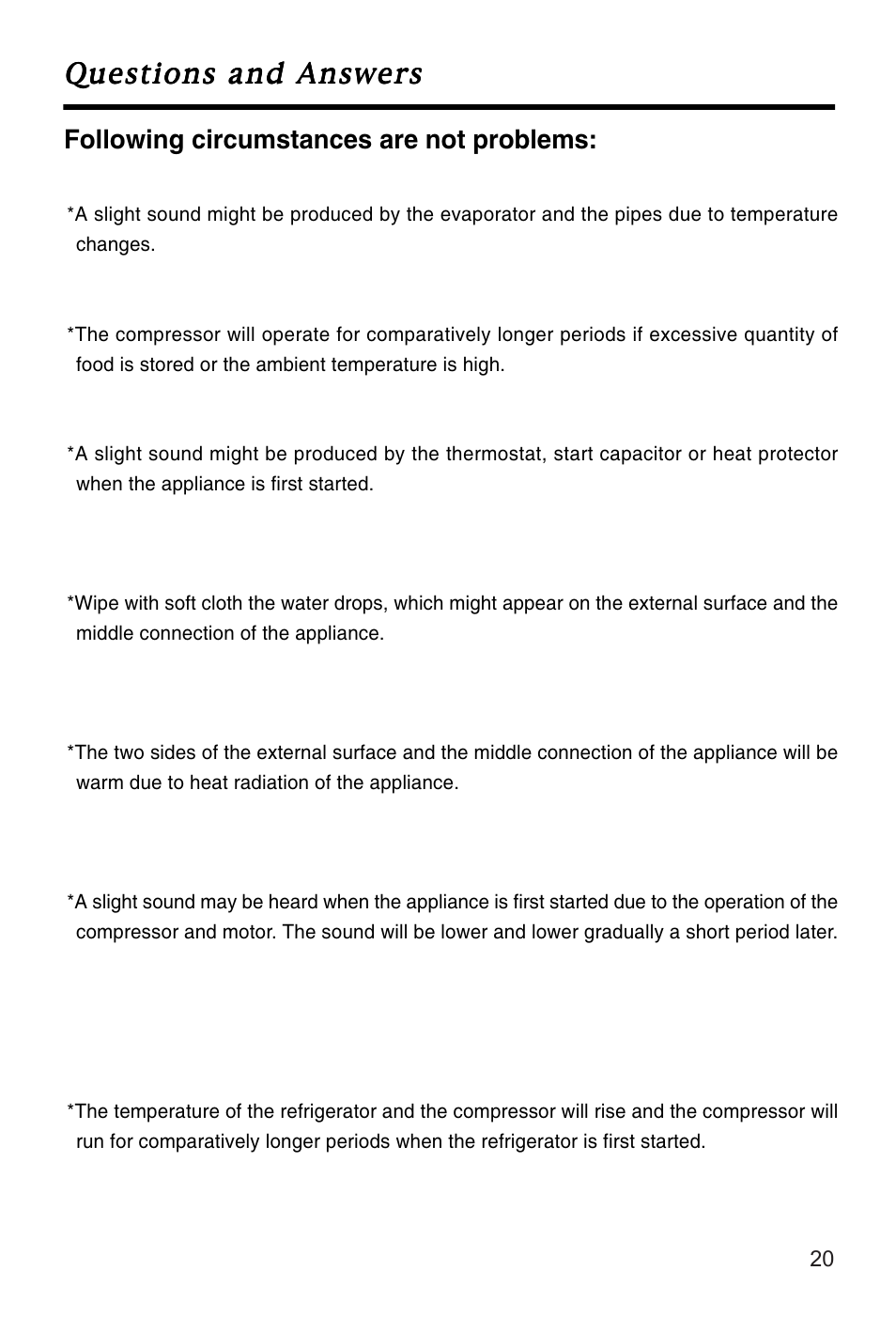 Following circumstances are not problems, Questions and answers | Caple Ri552FF User Manual | Page 23 / 26
