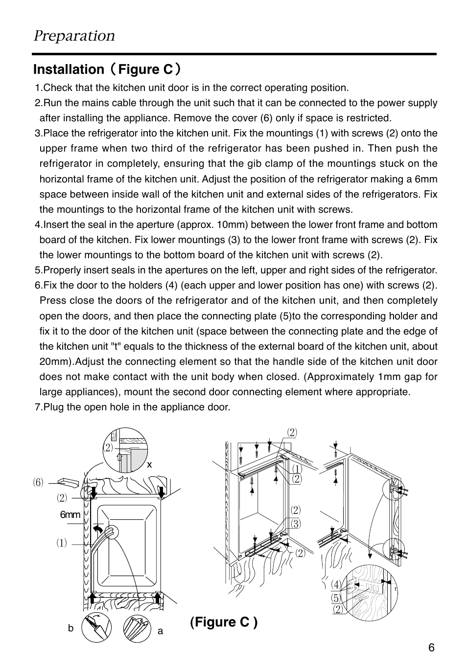 Preparation, Installation （ （ （ （ （ figure c, Figure c ) | Caple RiF871 User Manual | Page 7 / 15
